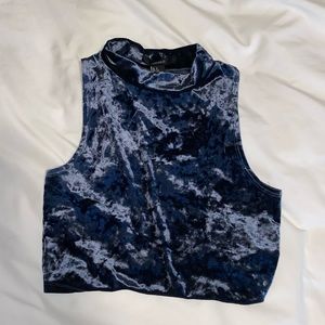 velvet black mock neck crop top
